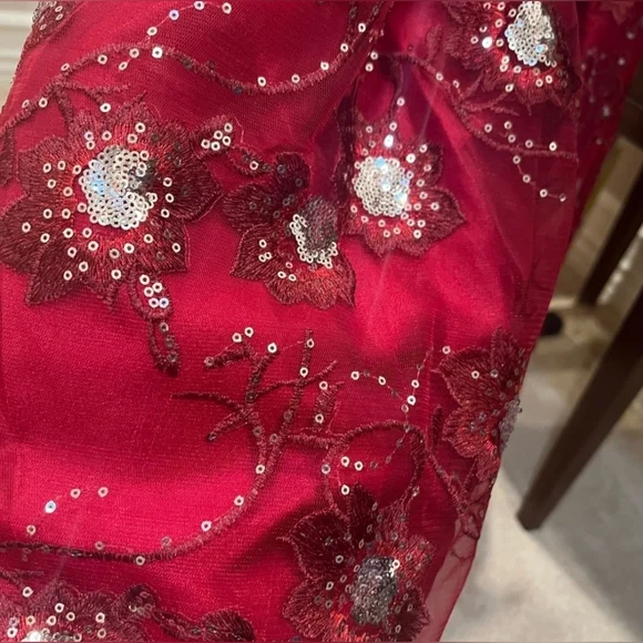 Chasing fireflies Red Silver sequin holiday dress 14